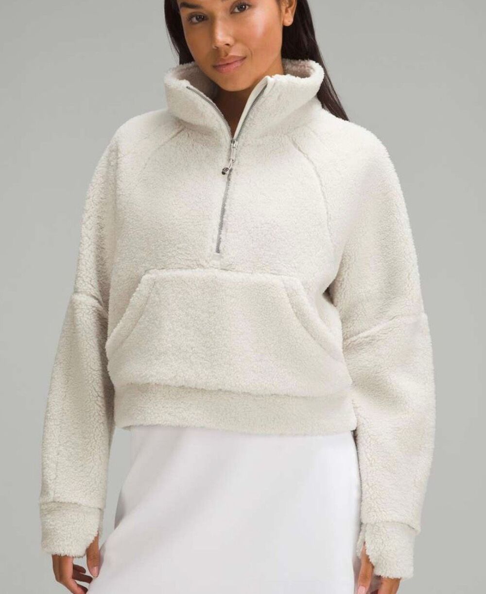 Lululemon white Sherpa scuba quarter zip sweater xs/s